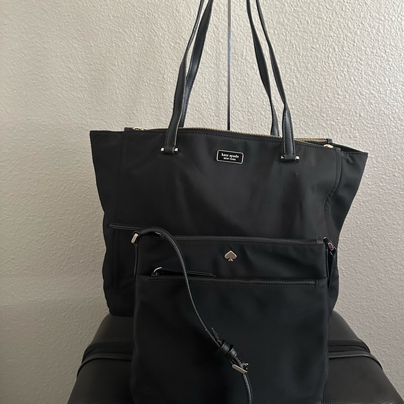 Kate Spade Nylon  Dawn Breezy Black Tote and Jae Nylon Flat Crossbody Set - Picture 2 of 10